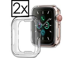 Hoesje - 2 Stuks - Geschikt voor Apple Watch Series 5 (40 mm) - Extra Sterk - Siliconen Case Cover - Smartwatch Full Bumper Hoes - Transparant