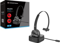 Conceptronic POLONA03BDA hoofdtelefoon/headset Hoofdtelefoons Draadloos Hoofdband Kantoor/callcenter Bluetooth Oplaadhouder Zwart — thumbnail 3