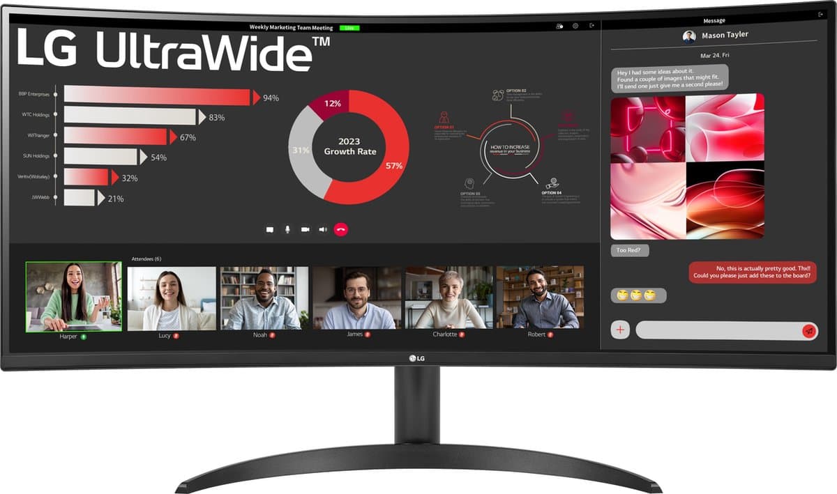 LG 34WR50QC-B - QHD Curved Ultrawide Monitor - sRGB 99% - 100hz - 34 inch — afbeelding 1