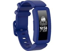 Siliconen Smartwatch bandje - Geschikt voor Fitbit Ace 2 siliconen bandje - voor kids - donkerblauw - Strap-it Horlogeband / Polsband / Armband
