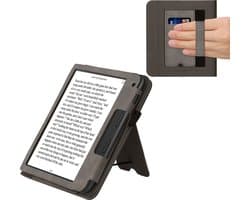 kwmobile e-reader hoesje geschikt voor Tolino Vision 6 hoes - E reader flip case van kunstleer - Ereader cover met stand - Magnolia design in grijs