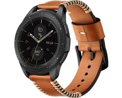 Strap-it Smartwatch bandje 20mm leer - stitched leren band geschikt voor Samsung Galaxy Watch 7 - 40 & 44mm / Watch 6 (Classic) / Watch 5 (Pro) / Watch 4 (Classic) / Watch FE / Watch 3 - 41mm / Watch 1 - 42mm / Watch Active (2)(bruin)
