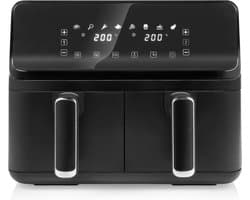 Dubbele Mand Airfryer 2 x 4L 2700W 8 Voorgeprogrammeerde Instellingen Individuele Temperatuurinstelling per Mand