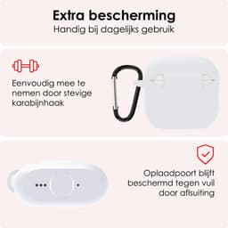 Hoes - Geschikt voor Apple AirPods 4 - Siliconen Hoesje met Clip - Silicone Case Cover - Wit — thumbnail 5