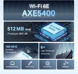 TP-Link Archer AXE5400 tri-band gigabit wifi 6E router, zwart — thumbnail 3