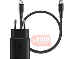 Oplader Set - Snellader Geschikt voor Samsung - 2 Meter - Met USB C Kabel - USB C Adapter - 30W Vermogen - - Adaptive Fast Charger - Stekkerblok