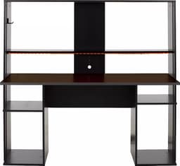 Game bureau STANDA - Met opbergruimte en ledverlichting - Zwart L 156.4 cm x H 145 cm x D 60 cm — thumbnail 4