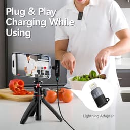 Ulanzi HM2301 Draadloze microfoon met 2 zenders en 2 ontvangers - Voor iPhone en Android smartphones - Opnemen op meerdere apparaten - 30M bereik - Tot 5 uur gebruiksduur - Zwart — thumbnail 4