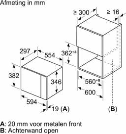 Bosch BFL523MB1F - Serie 4 - Inbouwmagnetron - 38x59 cm - 20 l - Zwart - Eenvoudig te reinigen met hydrolyse — thumbnail 9