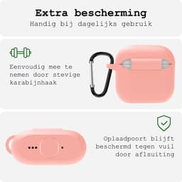 Case - Geschikt voor Apple AirPods 4 - Siliconen Hoes met Clip - Silicone Hoesje Cover - Lichtroze — thumbnail 5