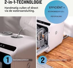 White-Label® Mini Vaatwasser - Vrijstaande Vaatwassers - Kleine Vaatwasmachine - Wit — thumbnail 4