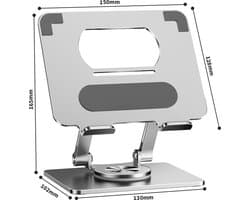 WK Aluminium’s Tablet Standaard - Ipad Houder - 360 garden rotatie Tablet Telefoon Houder- Siliconen anti slip - stabiel en duurzaam- 4.7-12 Inch Ipad & Tablet & Telefoon- 15*13cm - Zilver