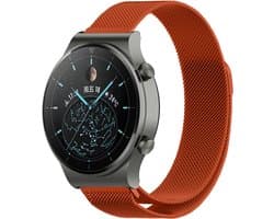 Strap-it Smartwatch bandje Milanese - geschikt voor Huawei Watch GT / GT 2 / GT 3 / GT 3 Pro 46mm / GT 4 46mm / GT 5 (Pro) (46mm) / GT 4 46mm / GT 5 (Pro) (46mm) / GT 2 Pro / GT Runner / Watch 3 - Pro / Watch 4 (Pro) / Watch Ultimate - Oranje