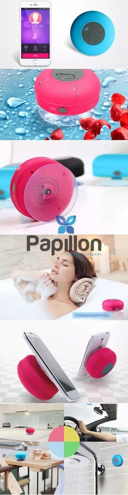 Papillon Bluetooth Speaker - USB oplaadbaar - Met grote Zuignap - Blauw — thumbnail 5