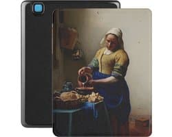 Lunso - Geschikt voor Kobo Aura H20 Edition 2 hoes (6.8 inch) - Vegan Saffiano Leren sleep cover - Vermeer Melkmeisje - (niet voor de Kobo Aura edition 2)