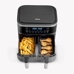 Dubbele Heteluchtfriteuse - Airfryer XXL - Gezond Koken - Parallel Garen - 2x 3.8L - Zwart Zilver — thumbnail 4