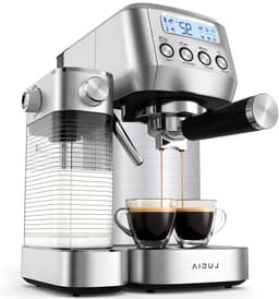 Espressomachine - Koffiezetapparaat Pistonmachine - Thuis Barista Koffie - Automatische Melkopschuimer - 33D x 352B x 205H cm - RVS — thumbnail 1