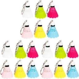 Kleurrijke Mini Badminton Sleutelhanger Set - 18 Stuks - Metalen Bal 3D Sleutelhanger - Geel Wit Rood Blauw Groen Roze — thumbnail 1