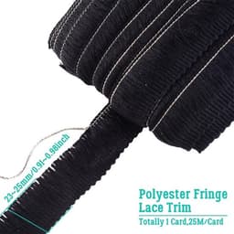 25m franje trimmen 25mm - Polyester kwastje lint zwart voor DIY latin jurk - Naaien accessoires — thumbnail 3