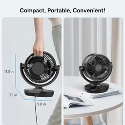 Tafelventilator Stil – Luchtcirculator – 3 Snelheden – Oscillerend – 20 cm – 33W Zwart — thumbnail 5