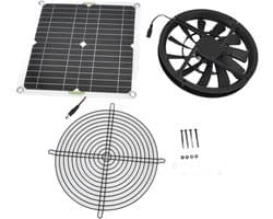 Zonnepaneel Ventilator Kit - Solar Fan Set - Ventilatie Creëren - Waterdicht Ontwerp - 100W - Zwart
