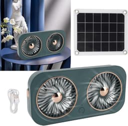 Zonnepaneel Ventilator - Afzuigventilator Kas - Lucht Circuleren - Op Zonne-energie Werking - 25 cm Breed - Legergroen — thumbnail 3