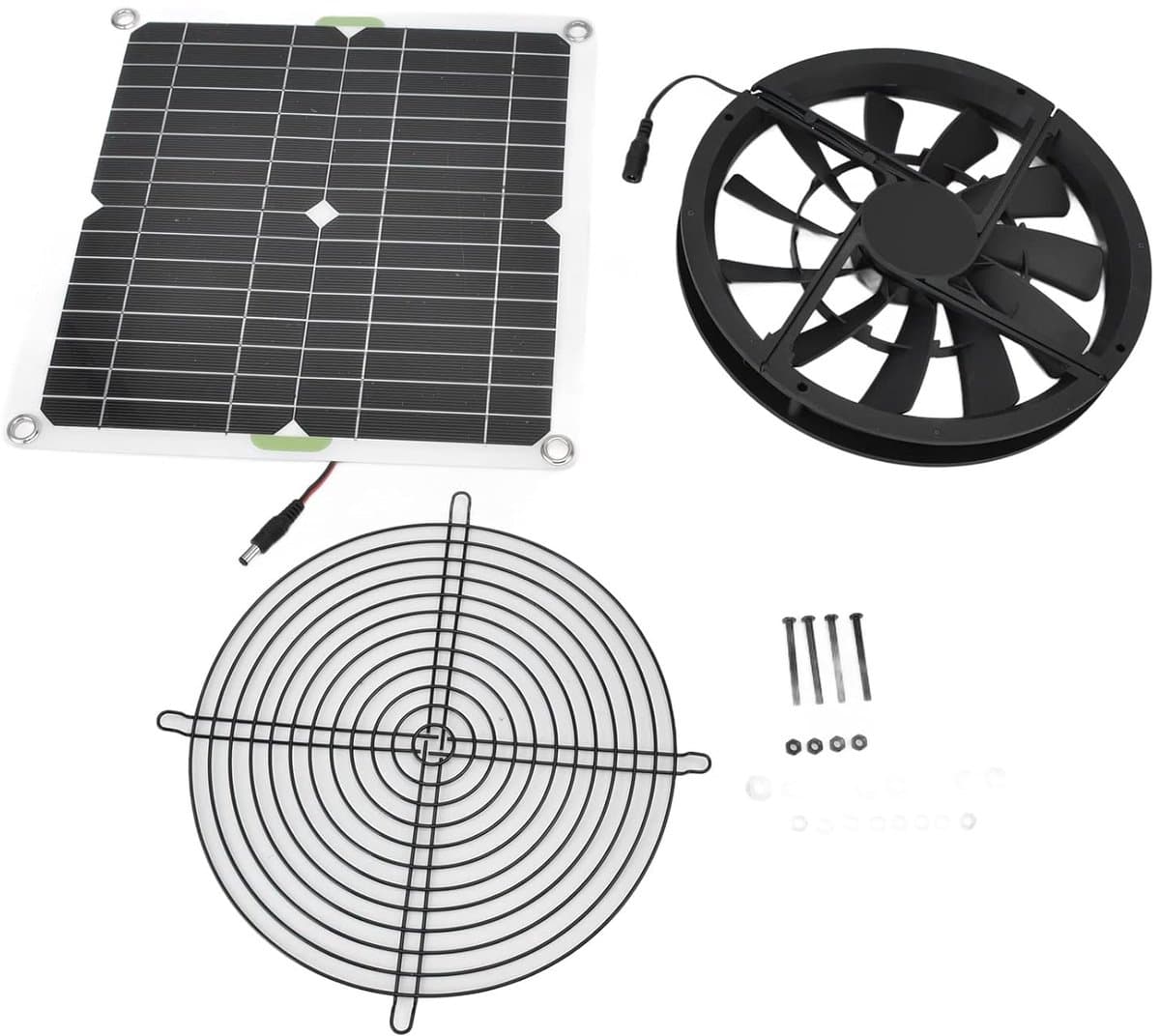 Zonnepaneel Afzuigventilator - Zonneventilator Kit - Temperatuur Reguleren - Waterdichte Motor - 10 Inch - Zwart — afbeelding 1