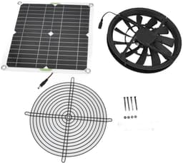 Zonnepaneel Afzuigventilator - Zonneventilator Kit - Temperatuur Reguleren - Waterdichte Motor - 10 Inch - Zwart — thumbnail 1