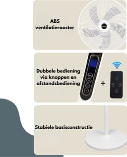 Livista Statiefventilator - Met Afstandsbediening - Staande Ventilator - 112 cm Hoog - 8 Snelheden - Timer - 90° Oscillerend - 40° Kantelbaar - Wit — thumbnail 2