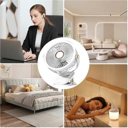 Ventilator met Klem - Tafelventilator USB - Bureau Koeling - 720 Graden Rotatie - 21 cm - Wit — thumbnail 4