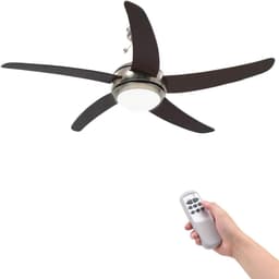 Plafondventilator met Lamp - Ventilator met Licht - Kamertemperatuur Regelen - Ingebouwde Verlichting - 128 cm - Bruin — thumbnail 1