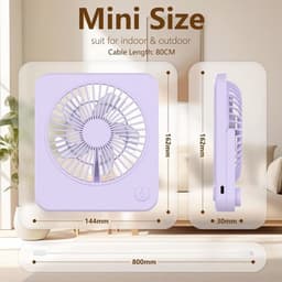 Draagbare Mini Bureauventilator met 3 Snelheden - Tafelventilator USB Aangedreven voor Studie, Werk en Slapen — thumbnail 3