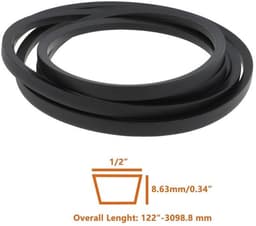 V-riem 122x1/2" - compatibel met i1046/LT 1045/LT 1046 - schokbestendig - bordaandrijfsysteem - motorvermogen overbrengen - soepel maaien - Grasmaaier Riem — thumbnail 4