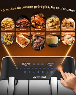 Dubbele Airfryer XXXL - 11 L - Nieuw 2026 Model - 80 tot 200 Graden - 2600 W Vermogen - Dual Zone Technologie — thumbnail 2