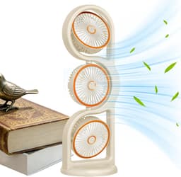 Bureauventilator 360° draaibaar - Stil met lamp - Oplaadbaar draagbaar - 5 koelstanden - Luchtcirculator voor slaapkamer en kantoor — thumbnail 1