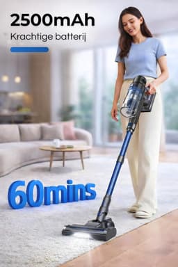 Steelstofzuiger met Dweilfunctie - Draadloze Stofzuiger Kruimeldief - Huis Snel Schoonmaken - 430W 30.000 Pa Zuigkracht - 800 ml Reservoir — thumbnail 4