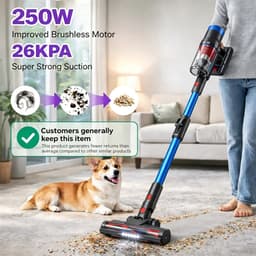 Draadloze Steelstofzuiger - Accu Stofzuiger - Streeploos Schoonmaken - HEPA Filtratie - 60 Minuten Looptijd - Blauw — thumbnail 2