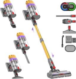 Draadloze Steelstofzuiger - Accu Stofzuiger - Grondig Schoonmaken - Automatische Zuigkrachtaanpassing - 1.8L Capaciteit - Goud — thumbnail 1