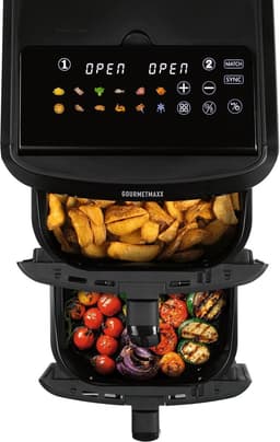 Dubbele Heteluchtfriteuse - Airfryer XL - Vetarm Koken - Twee Kamers SYNC - 12 Liter - Zwart — thumbnail 5