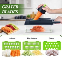 Keukengadget Set - Groente Snijder - Snel Ingrediënten Voorbereiden - 12-delig Multifunctioneel - 225 cm Lengte - Grijs — thumbnail 4