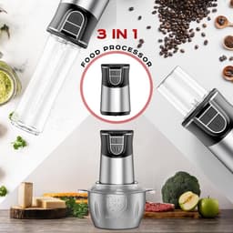 Elektrische Hakmolen - Keukenmachine Multihakker - Eten Bereiden - 3-in-1 Functionaliteit - 2 Liter Kom - Zilver — thumbnail 4