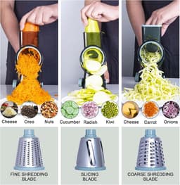 Kaasrasp Roterend - Groentesnijder Keuken - Maaltijden Bereiden - Sterke Zuigvoet - 3 Trommels - Blauw — thumbnail 4