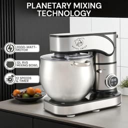Keukenmachine - Mixer Deegmachine - Bakken en Koken - Krachtige Motor - 12 Liter - Zilver — thumbnail 5