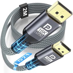 Thijox - DisplayPort Kabel 2.1 16K, DP Kabel 2M voor Gaming, 16K@60Hz, 8K@120Hz, 4K@240Hz, 80Gbps, HDR, FreeSync, G-Sync, DSC 1.2a, HDCP 2.2 voor PC, — thumbnail 1