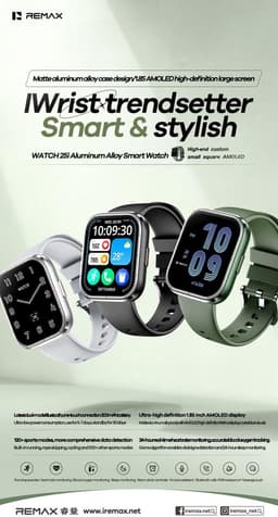 Remax WATCH25i - Smartwatch - Aluminium behuizing - Zwart — thumbnail 3