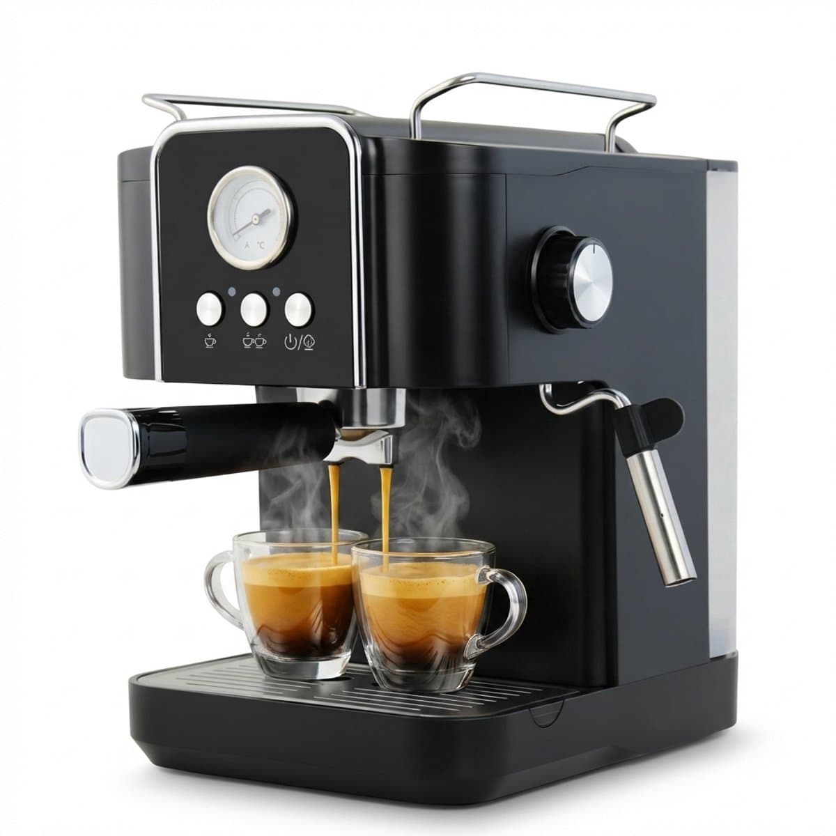 Espressomachine Excalsa Pistonmachine 20 Bar - Espressomachine met Melkopschuimer - Warmhoudplaat - Temperatuurmeter - 1,8L Watertank - RVS — afbeelding 1