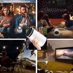 SnelShoppen - Draagbare Projector Wifi Bluetooth Projector 4K Compatibel met 1080P Native 180° Rotatie Keystone voor Buiten en Thuisbioscoop — thumbnail 4