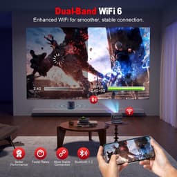SnelShoppen - Smart Projector 4K Supported, 26000 Lumens Native 1080P Draagbare Projector met 4P/4D Keystone, Zoom, Elektrische Focus, WiFi 6, Bluetoo — thumbnail 2