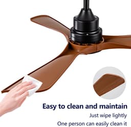 FloraGrace Ventilator – 42 Inch Met Verlichting En Afstandsbediening – Ijzer En ABS – Matzwart En Donker Walnoot – Voor Slaapkamer En Terras — thumbnail 3