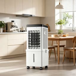Draagbare luchtkoeler - Multifunctionele koeling - Draagbaar - Gemakkelijk water bij te vullen - Ruimtebesparend - 65 watt - 10 liter - Wit — thumbnail 4